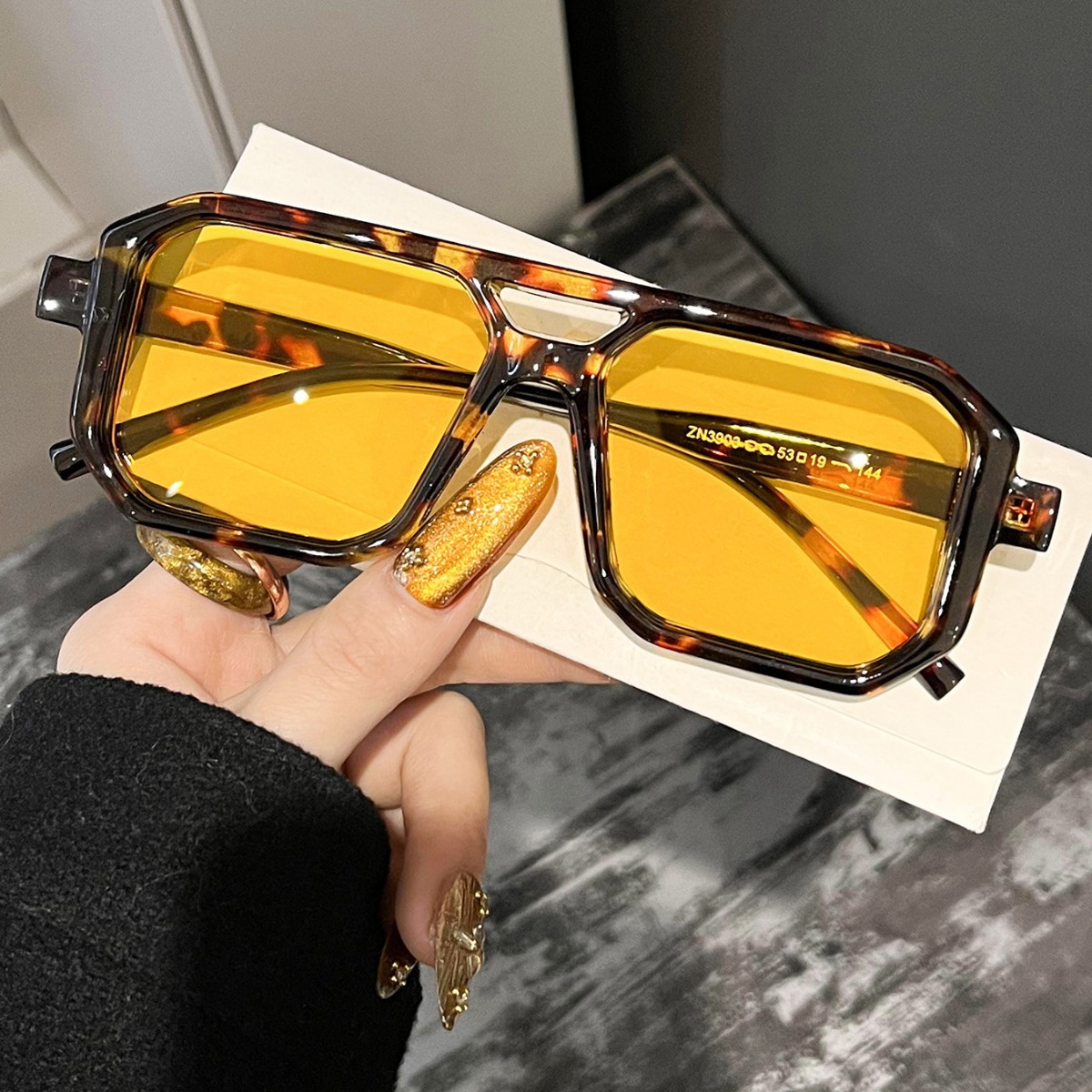 Uv Resin - New Retro Square Double Beam Sunglasses