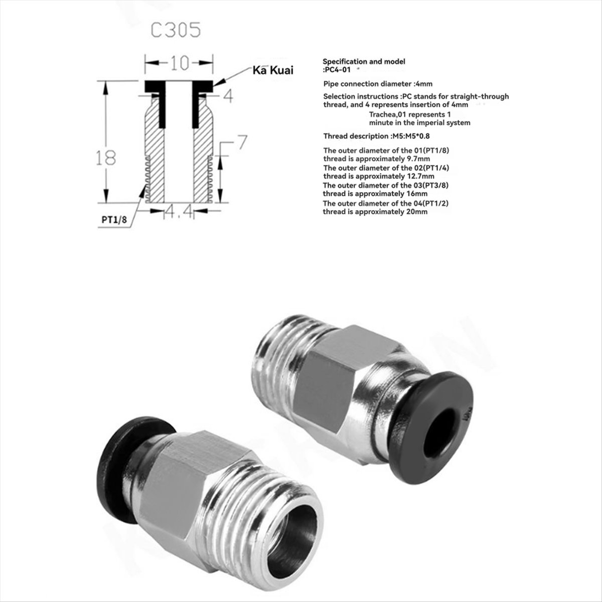 【A60I】 PC4-M10 Male Straight P - Ptfe Tube recension och pris
