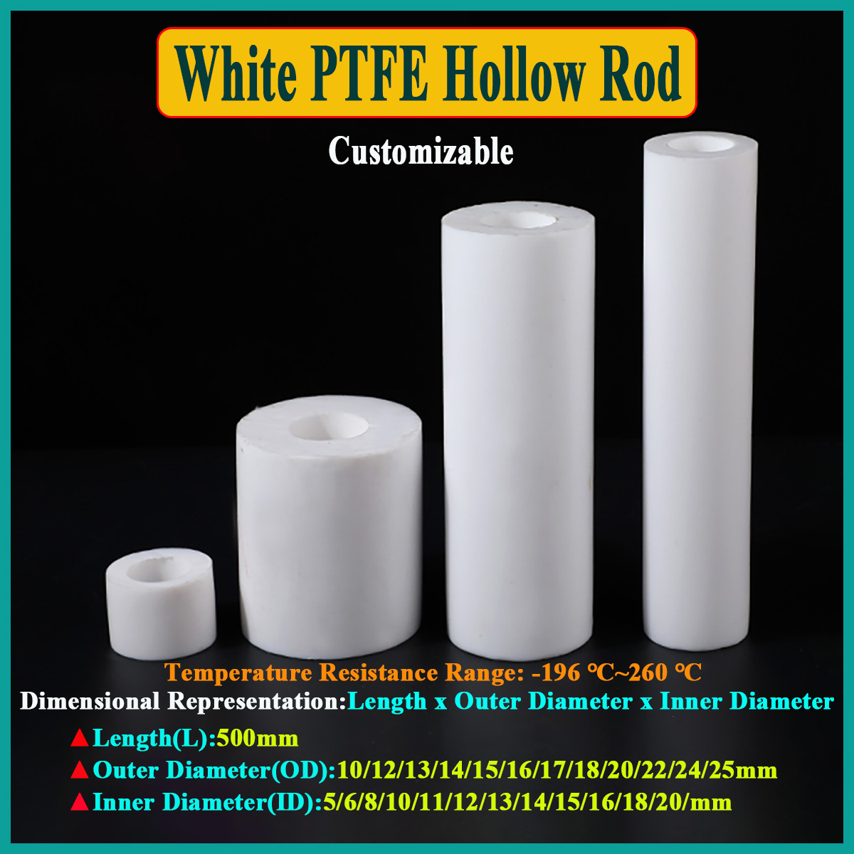 1Pcs White PTFE Hollow Rod Pol - Ptfe Tube recension och pris