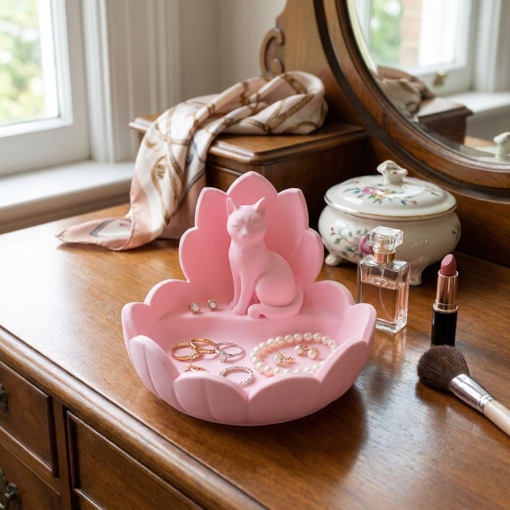 Cute Lotus Cat Jewelry Storage - 3D Printer Stand recension och pris