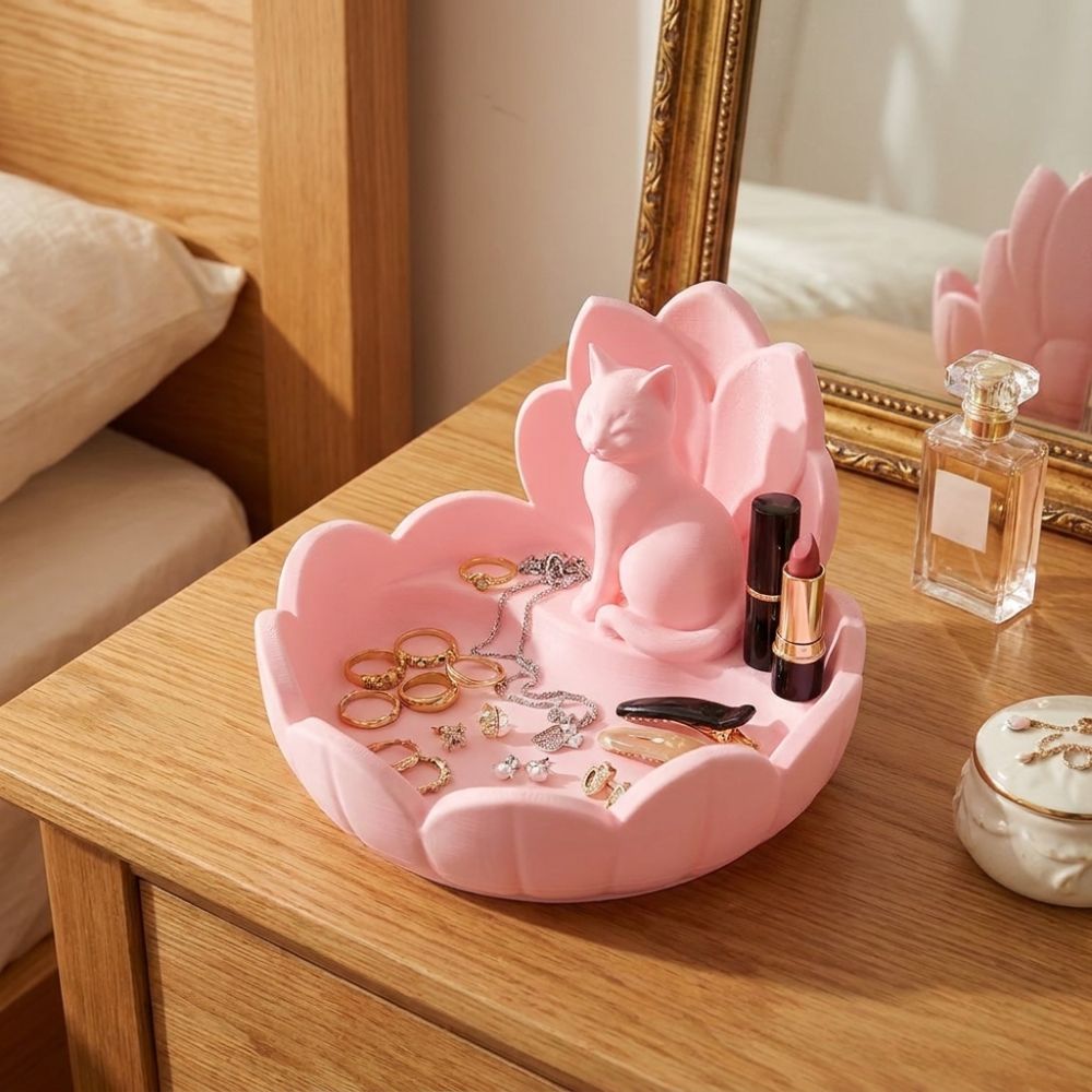 Cute Lotus Cat Jewelry Storage - 3D Printer Stand recension och pris